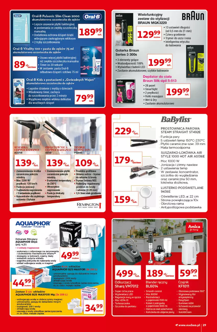 Gazetka promocyjna Auchan - Kultowe marki Hipermarkety - ważna 08.04 do 14.04.2021 - strona 29 - produkty: Akumulator, Aquaphor, Babyliss, Braun, Dzbanek, Dzbanek filtrujący, Dzieci, Golarka, Gra, Intel, Lokówka, Magnez, Nuty, Pasta do zębów, Por, Rama, Remington, Rolki, Ser, Silan, Szczoteczka, Szczoteczka do zębów, Szczotka