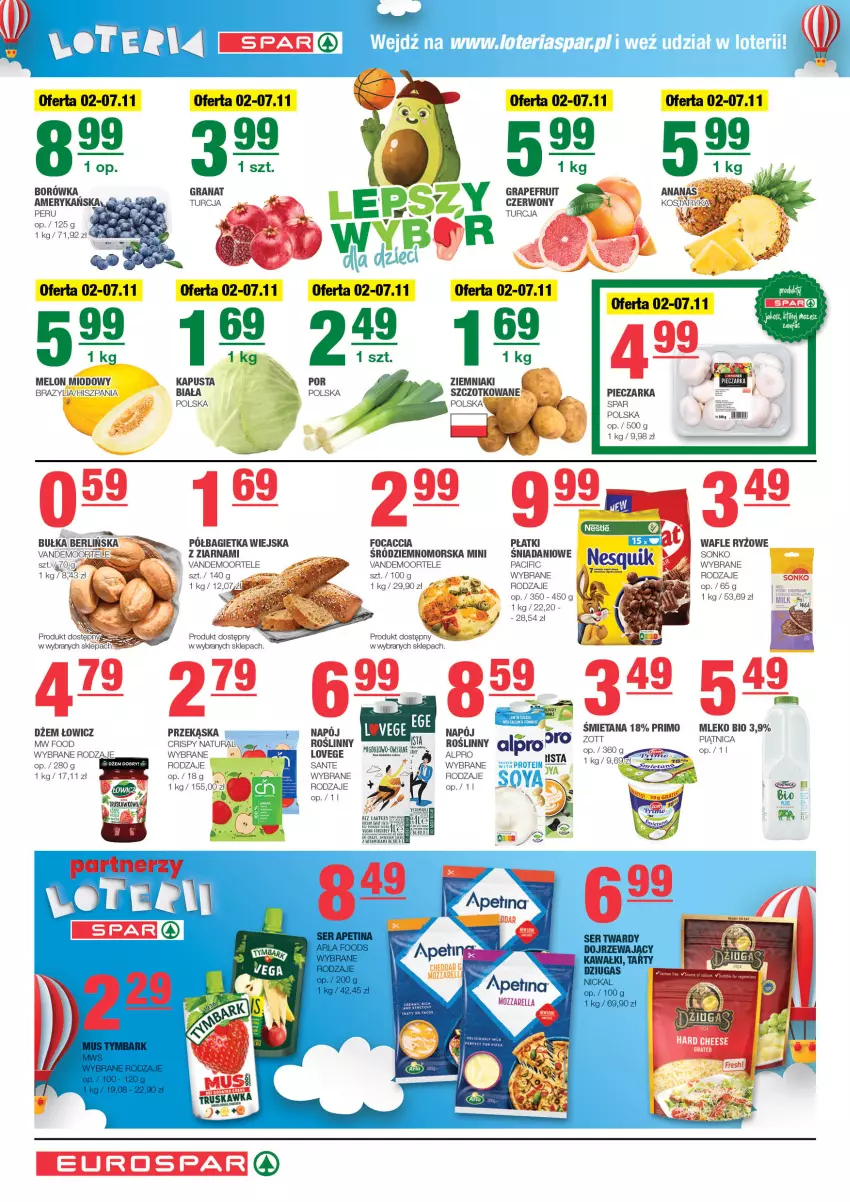 Gazetka promocyjna Spar - EuroSpar - ważna 29.10 do 08.11.2023 - strona 2 - produkty: Bagietka, Bułka, Cif, Danio, Dżem, Dzieci, Focaccia, Gra, Granat, Melon, Mleko, Napój, Piec, Pieczarka, Por, Ryż, Sante, Sonko, Wafle, Ziemniaki