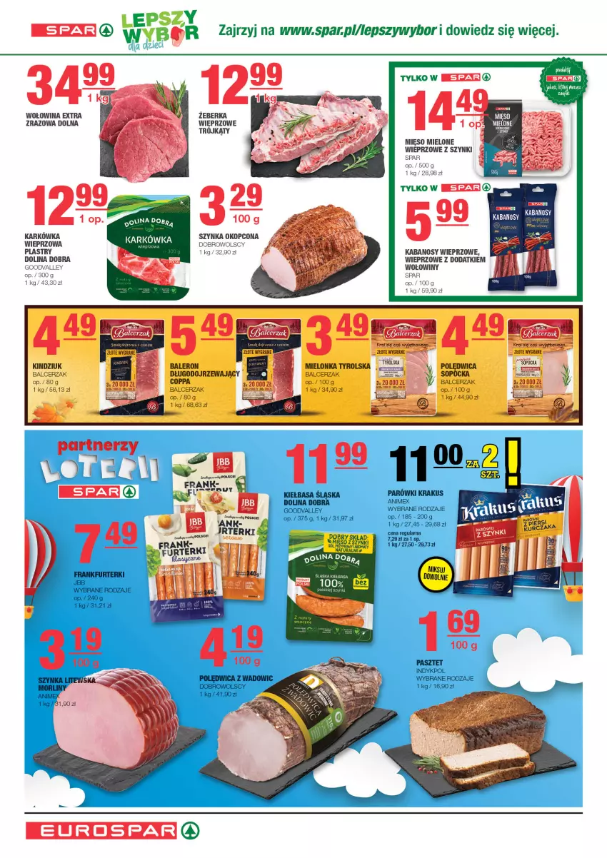 Gazetka promocyjna Spar - EuroSpar - ważna 29.10 do 08.11.2023 - strona 4 - produkty: Kabanos, Kiełbasa, Kindziuk, Mięso, Mięso mielone, Szynka, Wołowina