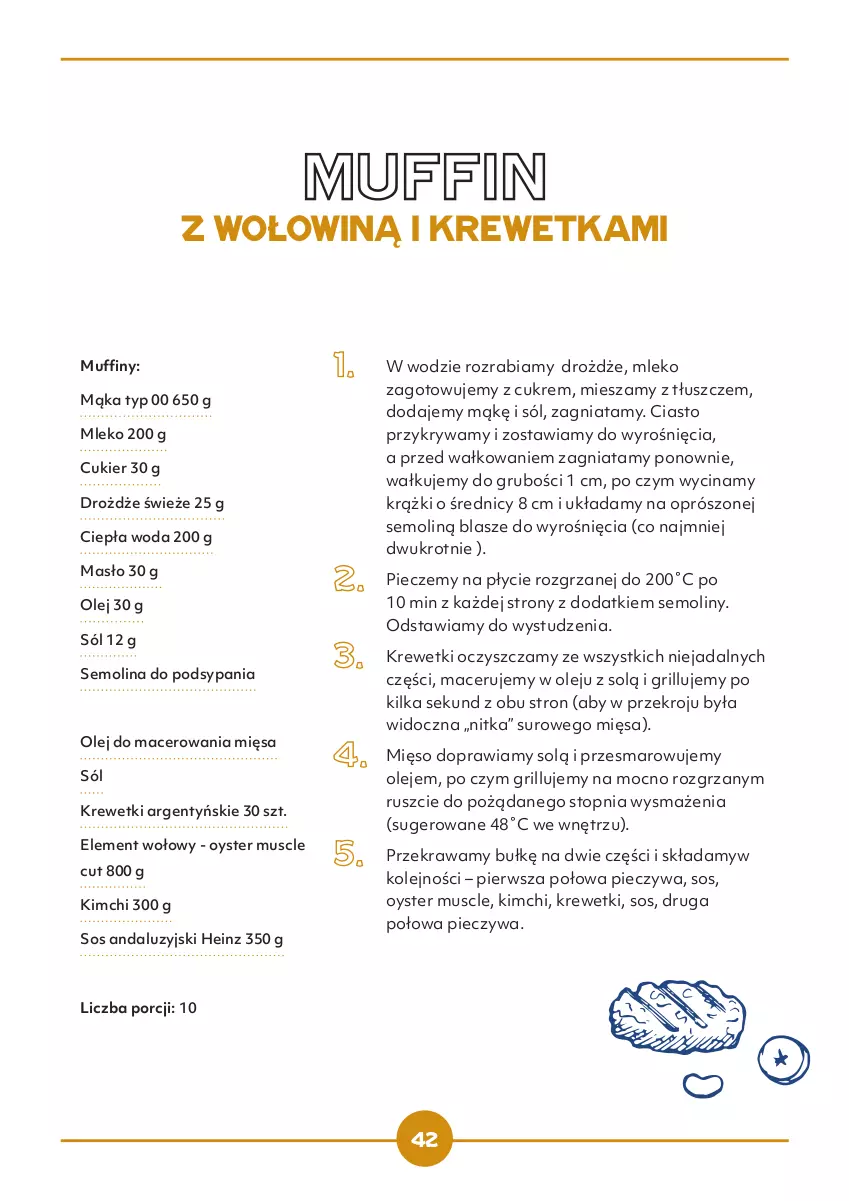 Gazetka promocyjna Makro - [Oferta specjalna] Lubię to z grilla - ważna 30.05 do 30.09.2022 - strona 42 - produkty: Acer, Burger, Cheddar, Cukier, Drożdże, Grill, Heinz, Ketchup, Kotlet, Krewetki, Mąka, Masło, Mięso, Mleko, Muffiny, Mus, Musztarda, Olej, Piec, Płaszcz, Pomidory, Por, Ser, Sól, Sos, Top, Woda