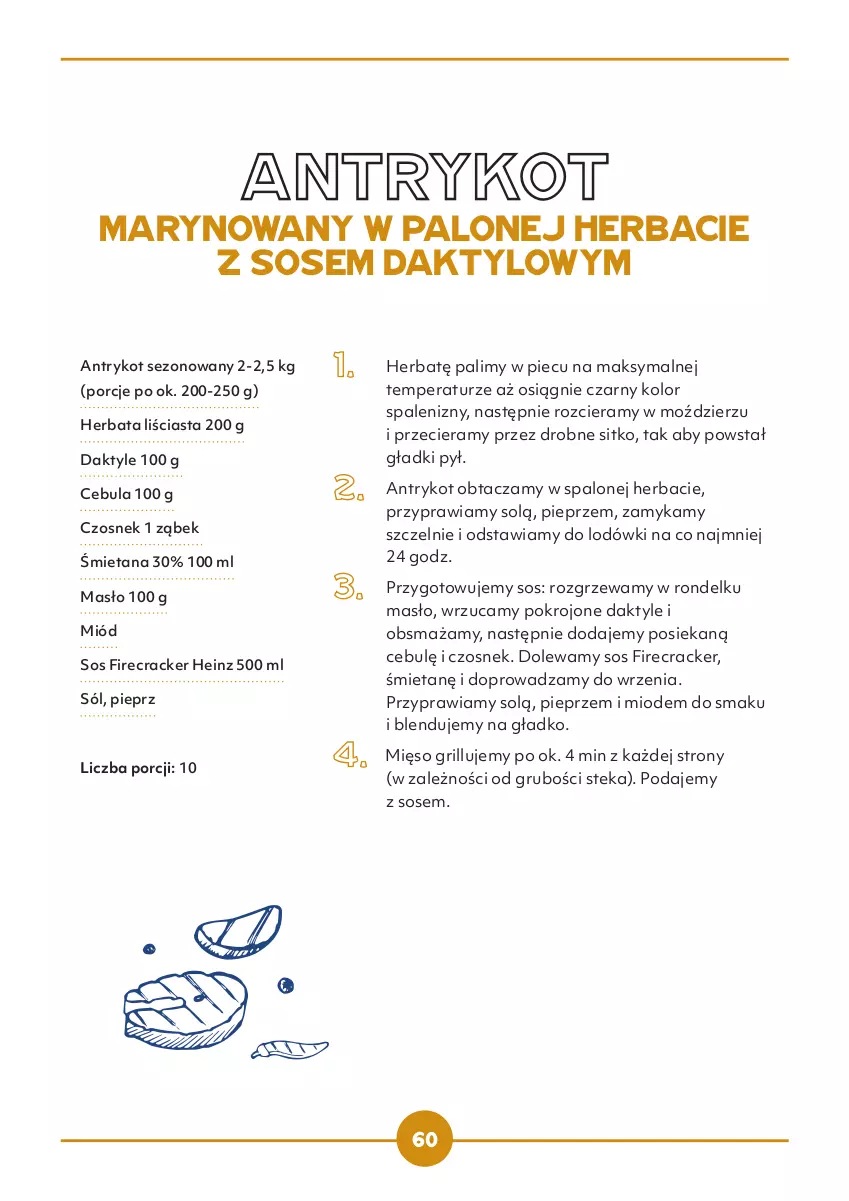 Gazetka promocyjna Makro - [Oferta specjalna] Lubię to z grilla - ważna 30.05 do 30.09.2022 - strona 60 - produkty: Cebula, Czosnek, Daktyle, Grill, Heinz, Herbata, Masło, Mięso, Miód, Piec, Pieprz, Por, Rondel, Sitko, Sól, Sos, Stek