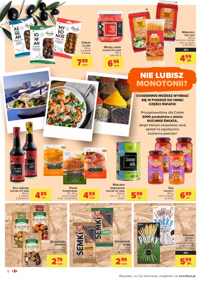 Gazetka promocyjna Carrefour - Gazetka Otwieramy się na nowe oczekiwania - ważna 25.05 do 05.06.2021 - strona 8 - produkty: House of Asia, Imbir, Kokos, Makaron, Mleczko, Oliwki, Sos, Sos sojowy