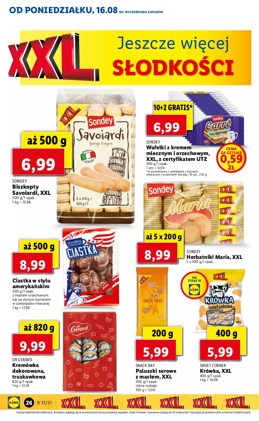 Gazetka promocyjna Lidl - GAZETKA - ważna 16.08 do 18.08.2021 - strona 26 - produkty: Biszkopty, Ciastka, Dr Gerard, Gra, Herbatniki, Kremówka, Por, Ser