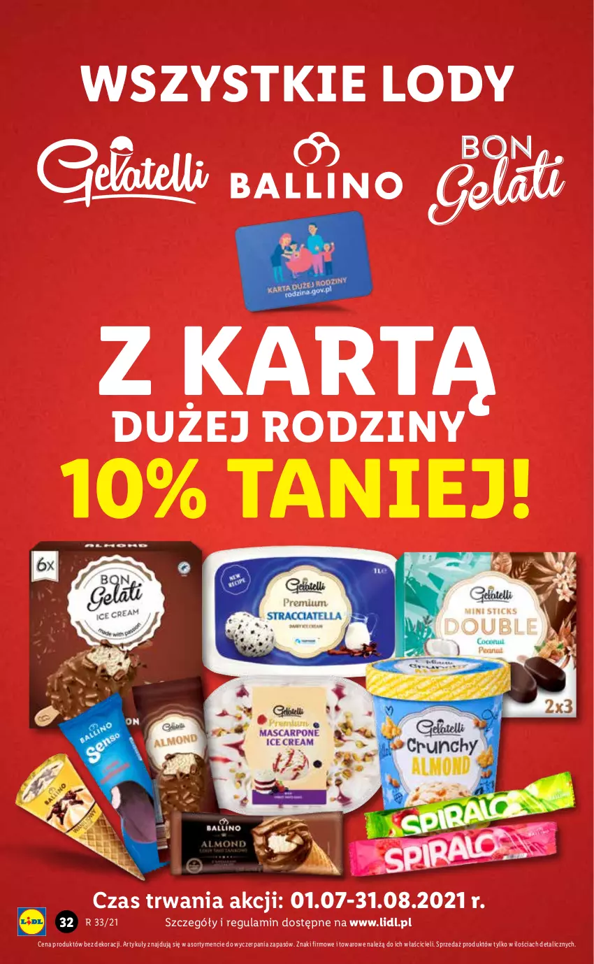 Gazetka promocyjna Lidl - GAZETKA - ważna 16.08 do 18.08.2021 - strona 32 - produkty: Lody