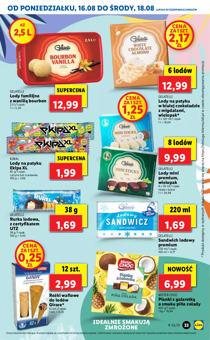 Gazetka promocyjna Lidl - GAZETKA - ważna 16.08 do 18.08.2021 - strona 33 - produkty: Bourbon, Fa, Gala, Kokos, Lody, Mięta