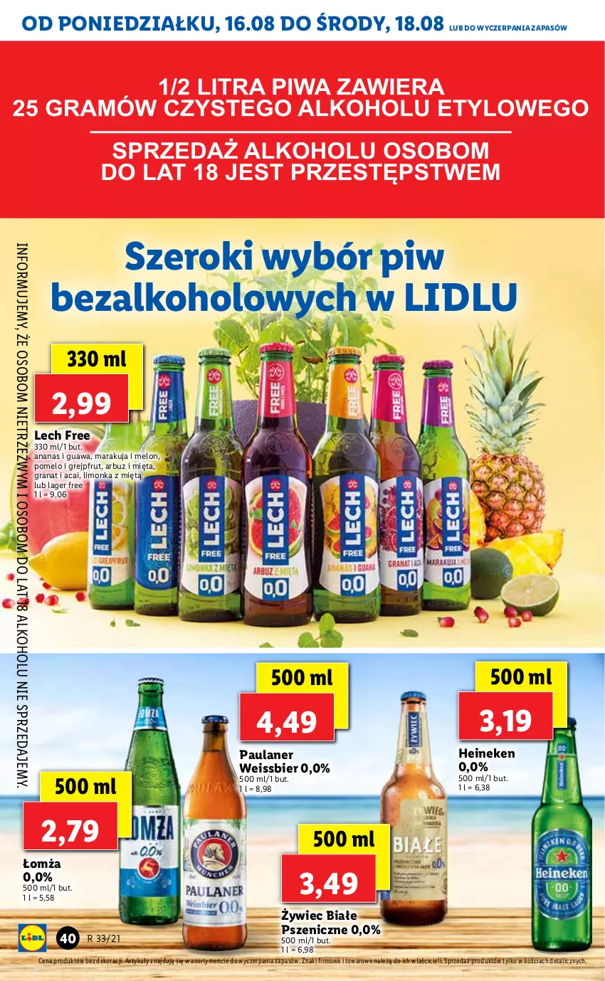 Gazetka promocyjna Lidl - GAZETKA - ważna 16.08 do 18.08.2021 - strona 40 - produkty: Ananas, Arbuz, Gra, Granat, Grejpfrut, Heineken, Limonka, Melon, Mięta, Pomelo