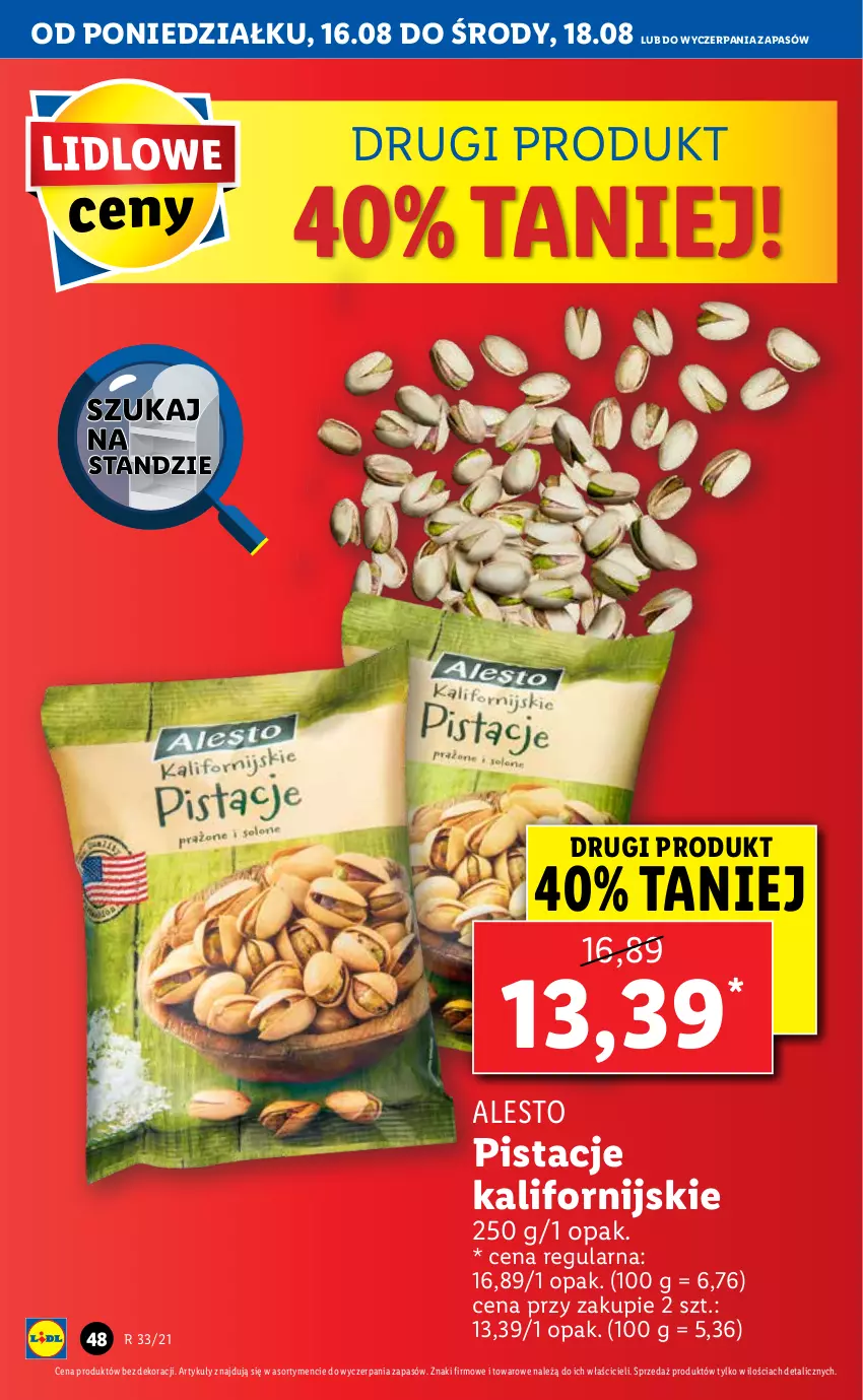 Gazetka promocyjna Lidl - GAZETKA - ważna 16.08 do 18.08.2021 - strona 48 - produkty: Pistacje