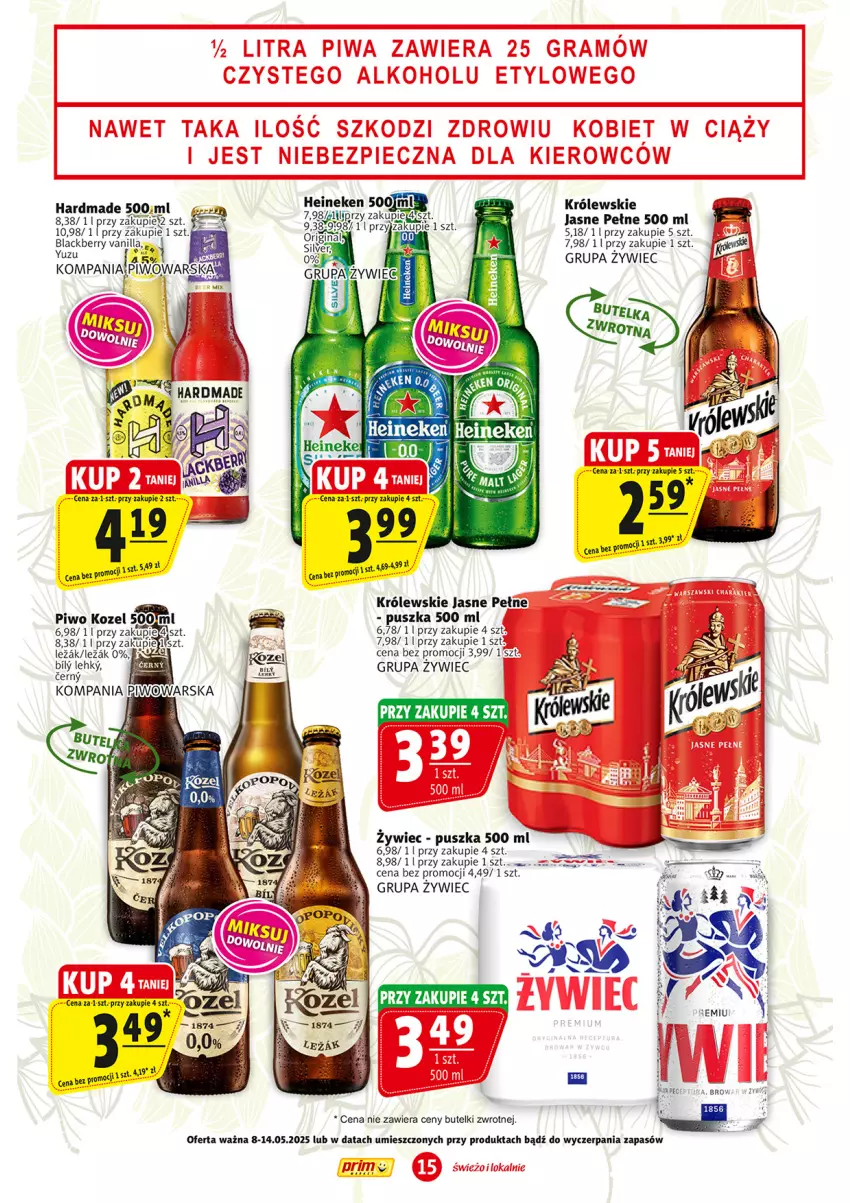 Gazetka promocyjna Prim Market - ważna 02.05 do 07.05.2025 - strona 15 - produkty: Heineken, Kozel, Królewski, Lack, Piwo
