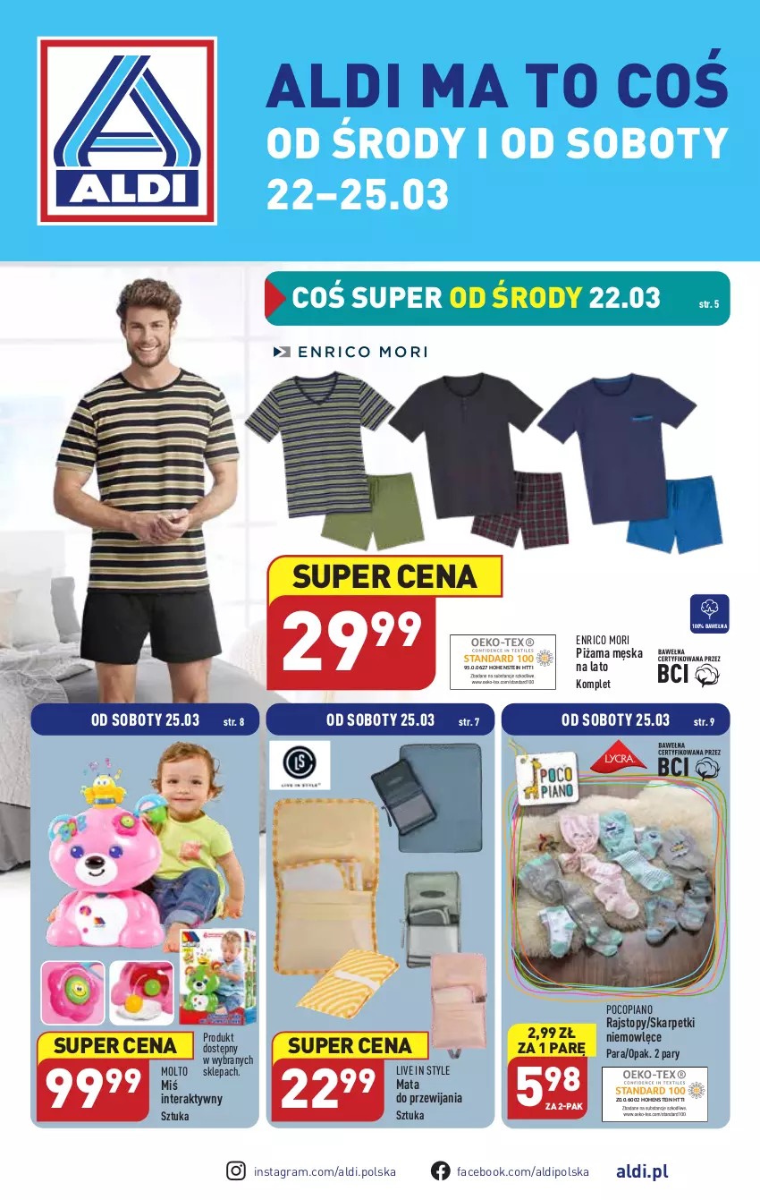 Gazetka promocyjna Aldi - COŚ na przyszły tydzień - ważna 22.03 do 25.03.2023 - strona 1 - produkty: Fa, Gra, Karp, Piżama, Pocopiano, Rajstopy, Skarpetki, Tera, Top, Wełna