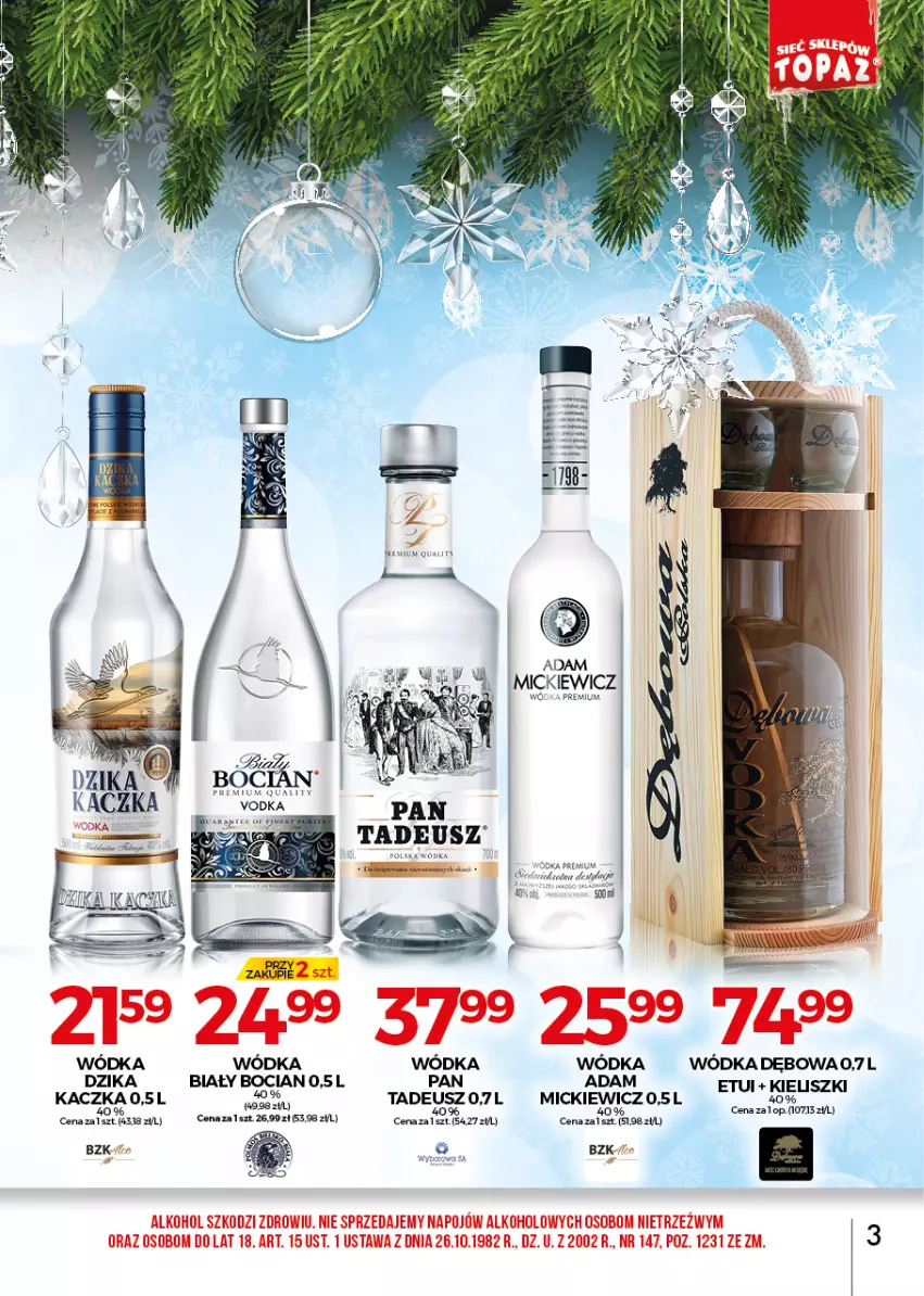 Gazetka promocyjna Topaz - Gazetka - ważna 01.12 do 31.12.2021 - strona 3 - produkty: Biały Bocian, Kaczka, Wódka