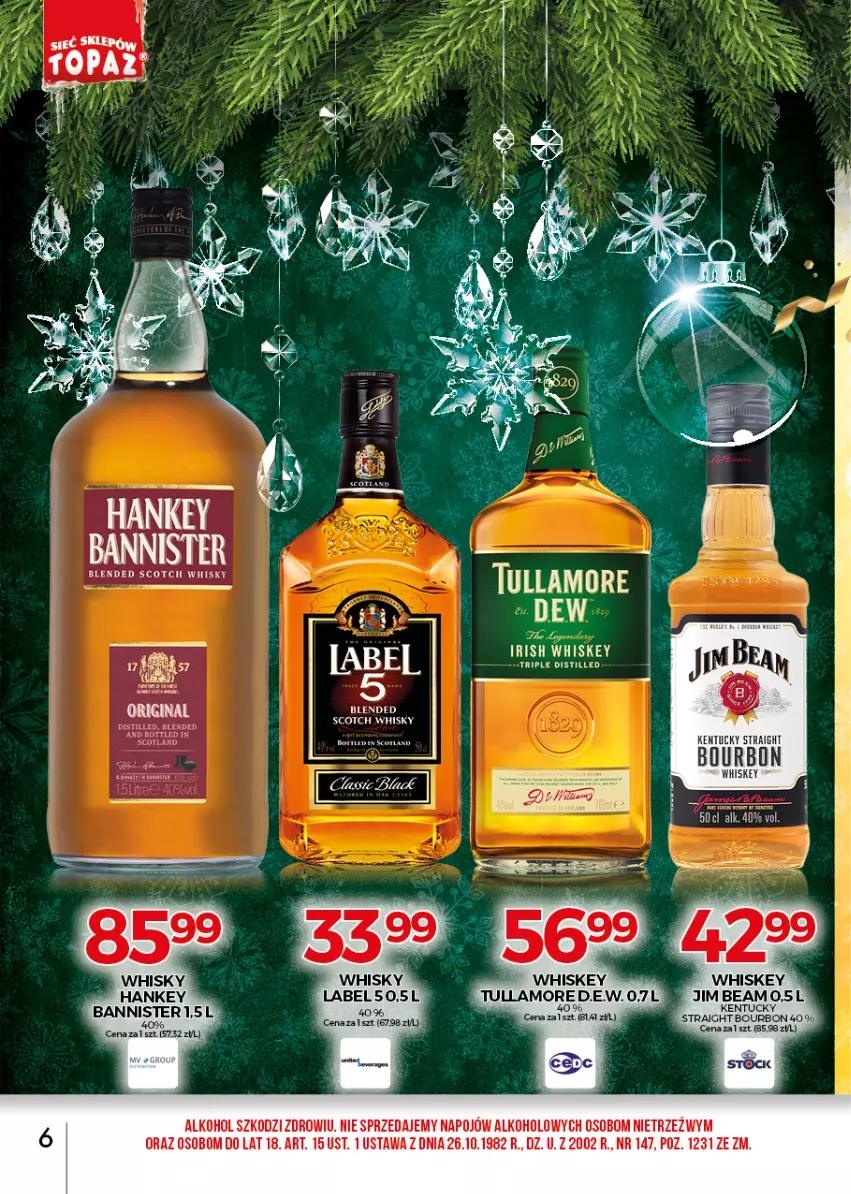 Gazetka promocyjna Topaz - Gazetka - ważna 01.12 do 31.12.2021 - strona 6 - produkty: Gin, NBA, Whiskey, Whisky