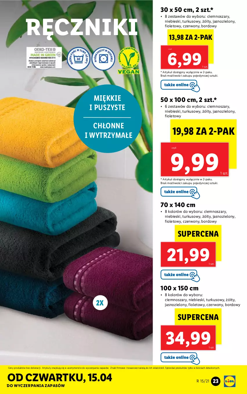 Gazetka promocyjna Lidl - GAZETKA - ważna 12.04 do 17.04.2021 - strona 23 - produkty: Ręcznik