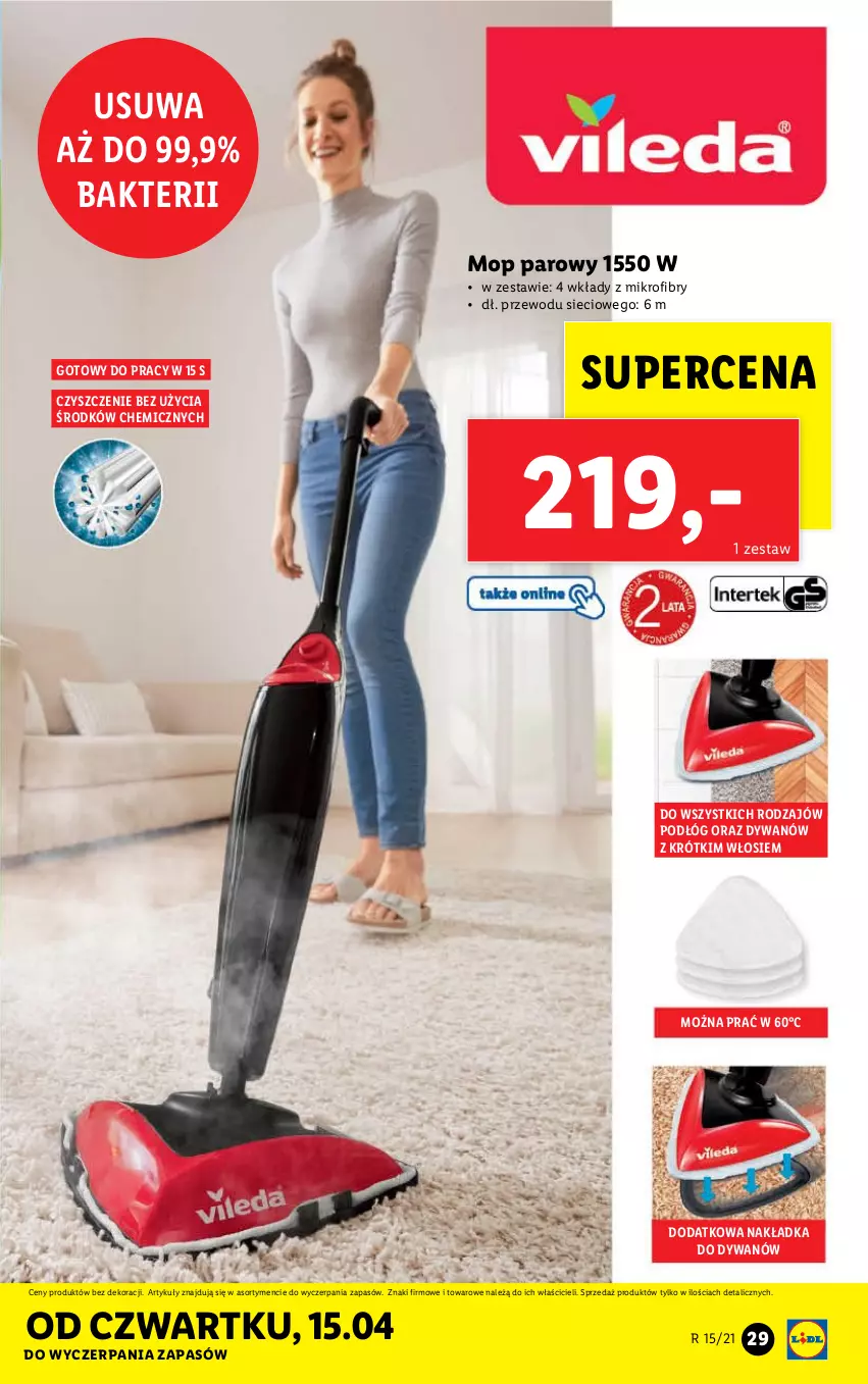 Gazetka promocyjna Lidl - GAZETKA - ważna 12.04 do 17.04.2021 - strona 29 - produkty: Dywan, Mop, Mop parowy