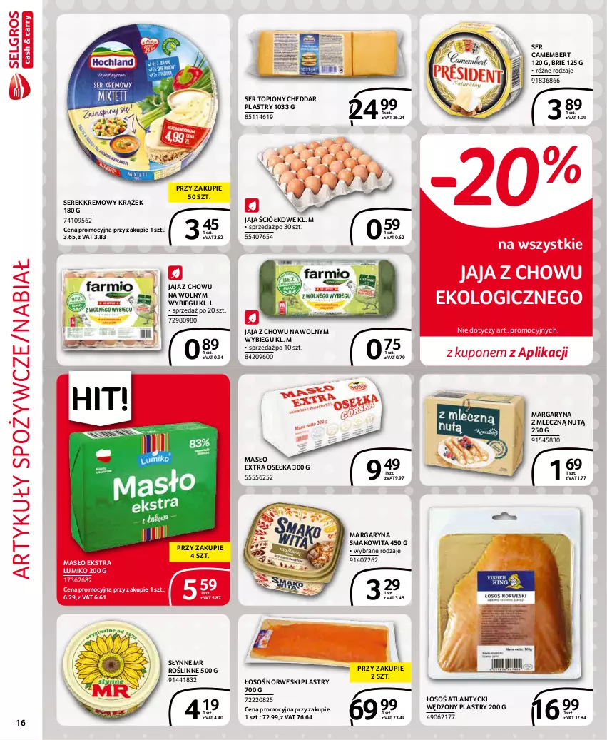 Gazetka promocyjna Selgros - Extra Oferta - ważna 01.12 do 31.12.2021 - strona 16 - produkty: Artykuły spożywcze, Brie, Camembert, Cheddar, Jaja, Margaryna, Masło, Ser, Ser topiony, Serek, Słynne, Słynne MR Roślinne, Smakowita, Top