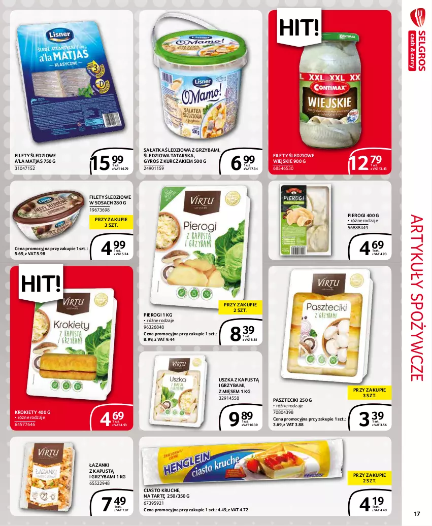 Gazetka promocyjna Selgros - Extra Oferta - ważna 01.12 do 31.12.2021 - strona 17 - produkty: Artykuły spożywcze, Gyros, Kapustą, Krokiety, Kurczak, Matjas, Pierogi, Sałat, Sałatka, Sos