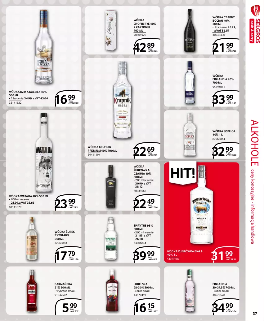 Gazetka promocyjna Selgros - Extra Oferta - ważna 01.12 do 31.12.2021 - strona 37 - produkty: Alkohole, Finlandia, Kaczka, Krupnik, Soplica, Tonik, Wataha, Wódka