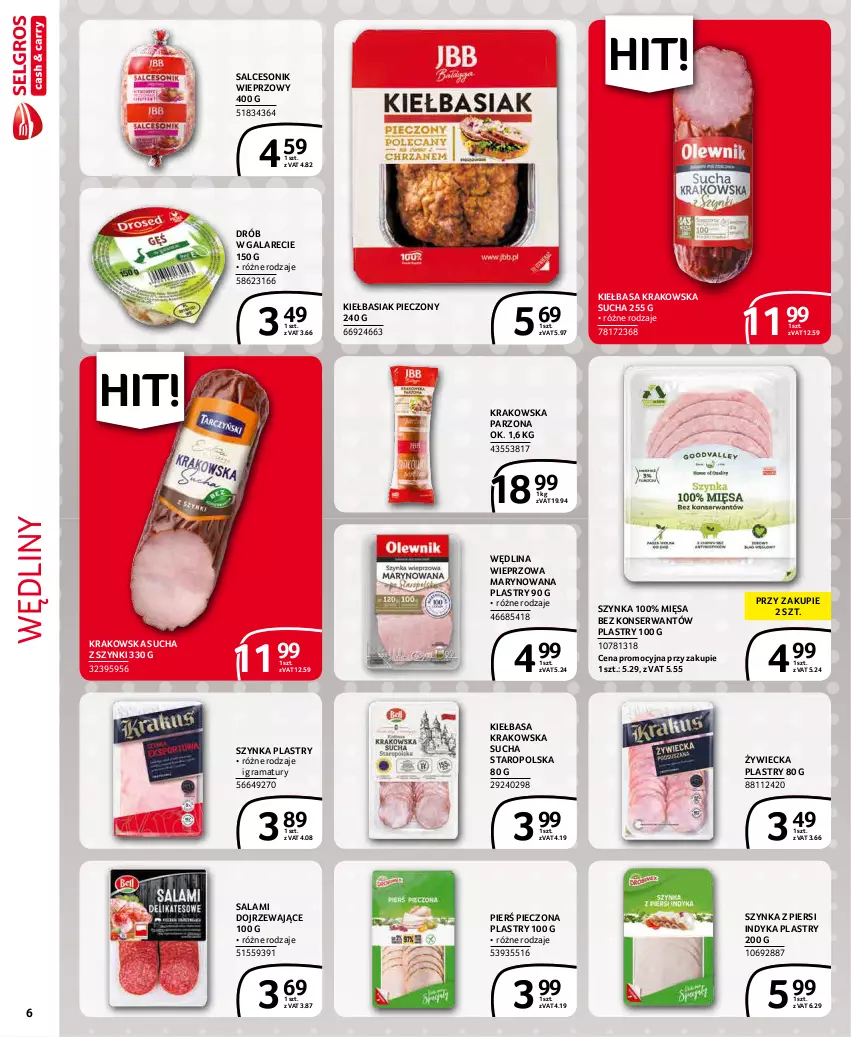 Gazetka promocyjna Selgros - Extra Oferta - ważna 01.12 do 31.12.2021 - strona 6 - produkty: Basia, Drób, Gala, Gra, Kiełbasa, Kiełbasa krakowska, Piec, Rama, Salami, Salceson, Ser, Szynka, Wędlina