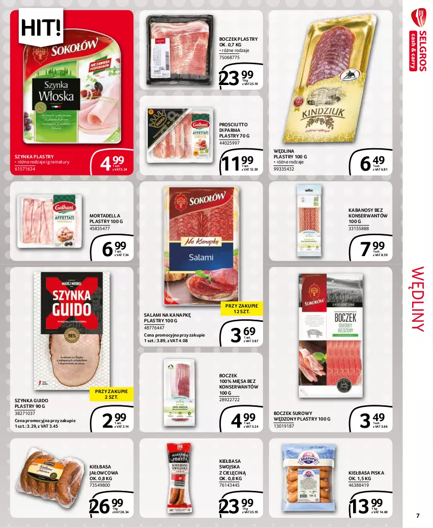 Gazetka promocyjna Selgros - Extra Oferta - ważna 01.12 do 31.12.2021 - strona 7 - produkty: Boczek, Dell, Gra, Kabanos, Kiełbasa, Mortadella, Prosciutto, Rama, Salami, Ser, Szynka, Wędlina