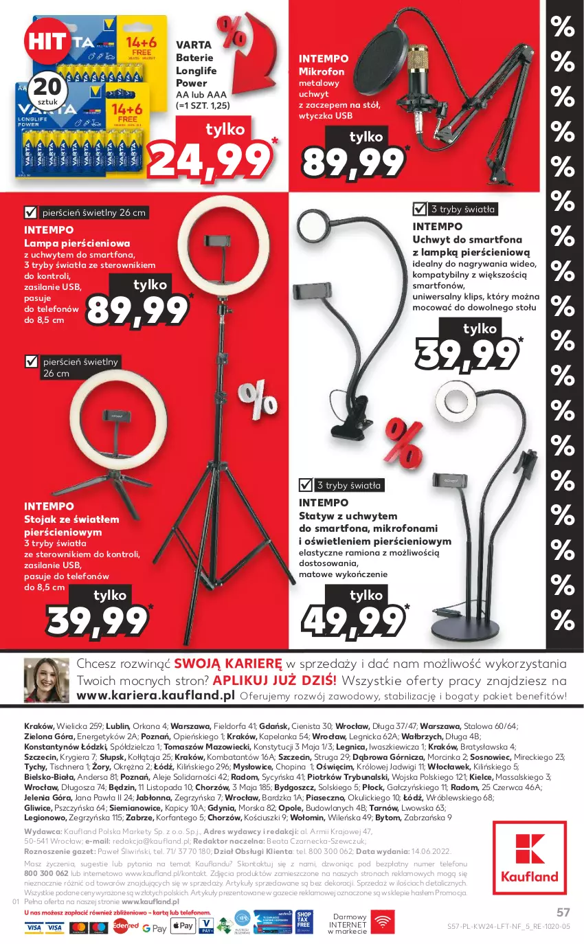 Gazetka promocyjna Kaufland - OFERTA TYGODNIA - ważna 15.06 do 22.06.2022 - strona 57 - produkty: Cień, Dres, Fa, Gra, Gry, Inka, Lampa, Mikrofon, Orka, Silan, Smartfon, Sos, Stojak, Stół, Telefon, Top, Varta