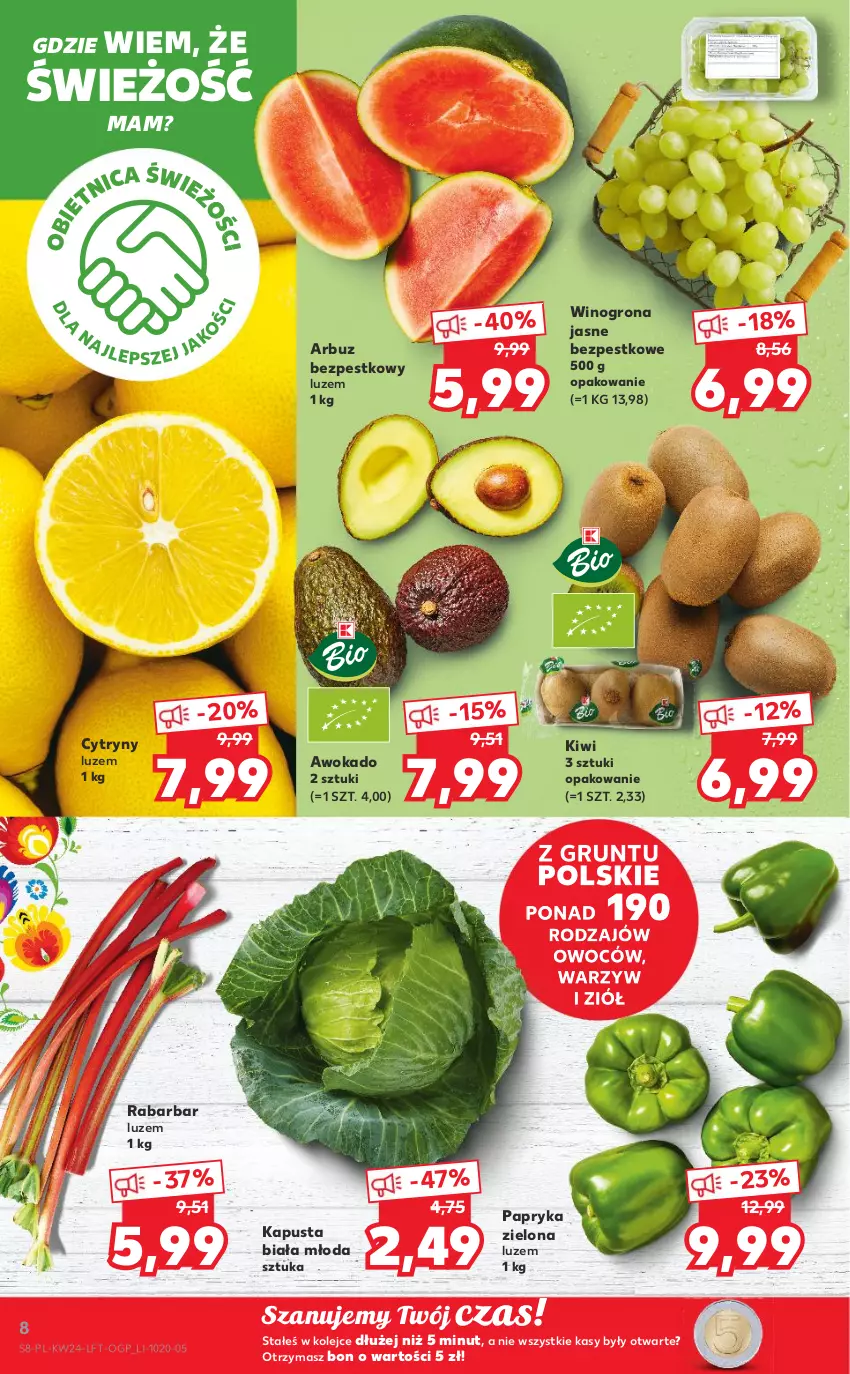 Gazetka promocyjna Kaufland - OFERTA TYGODNIA - ważna 15.06 do 22.06.2022 - strona 8 - produkty: Arbuz, Cytryny, Kiwi, Olej, Papryka, Wino, Winogrona