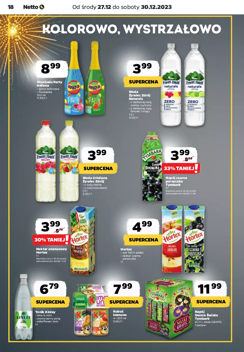 Gazetka promocyjna Netto - Artykuły spożywcze - ważna 27.12 do 30.12.2023 - strona 18 - produkty: Ananas, Cytryny, Gra, Hellena, Hortex, Kubuś, LANA, Maliny, Napój, Nektar, Oranżada, Owoce, Por, Sok, Tonik, Tymbark, Woda