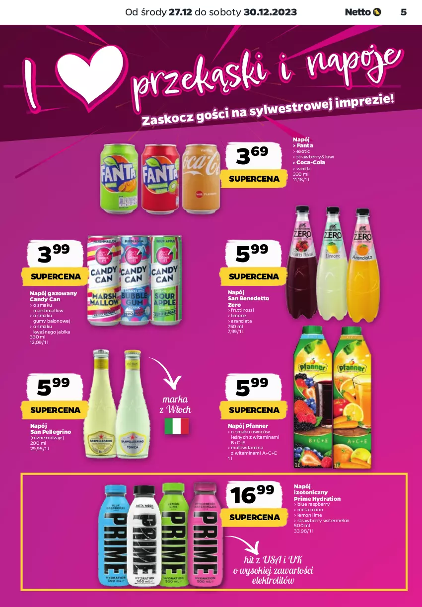 Gazetka promocyjna Netto - Artykuły spożywcze - ważna 27.12 do 30.12.2023 - strona 5 - produkty: Candy, Coca-Cola, Fa, Fanta, Jabłka, Kiwi, Mars, Melon, Napój, Napój gazowany, Napój izotoniczny, Sok