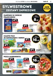 Gazetka promocyjna Netto - Artykuły spożywcze - Gazetka - ważna od 30.12 do 30.12.2023 - strona 3 - produkty: Mozzarella, Ciasto francuskie, Sos, Ser, Sos do pizzy, Favita, Parówki, Spód do pizzy, Mlekovita, Pizza, Pizza margherita, Berlinki, Szpinak, Hortex, Mleko, Fa