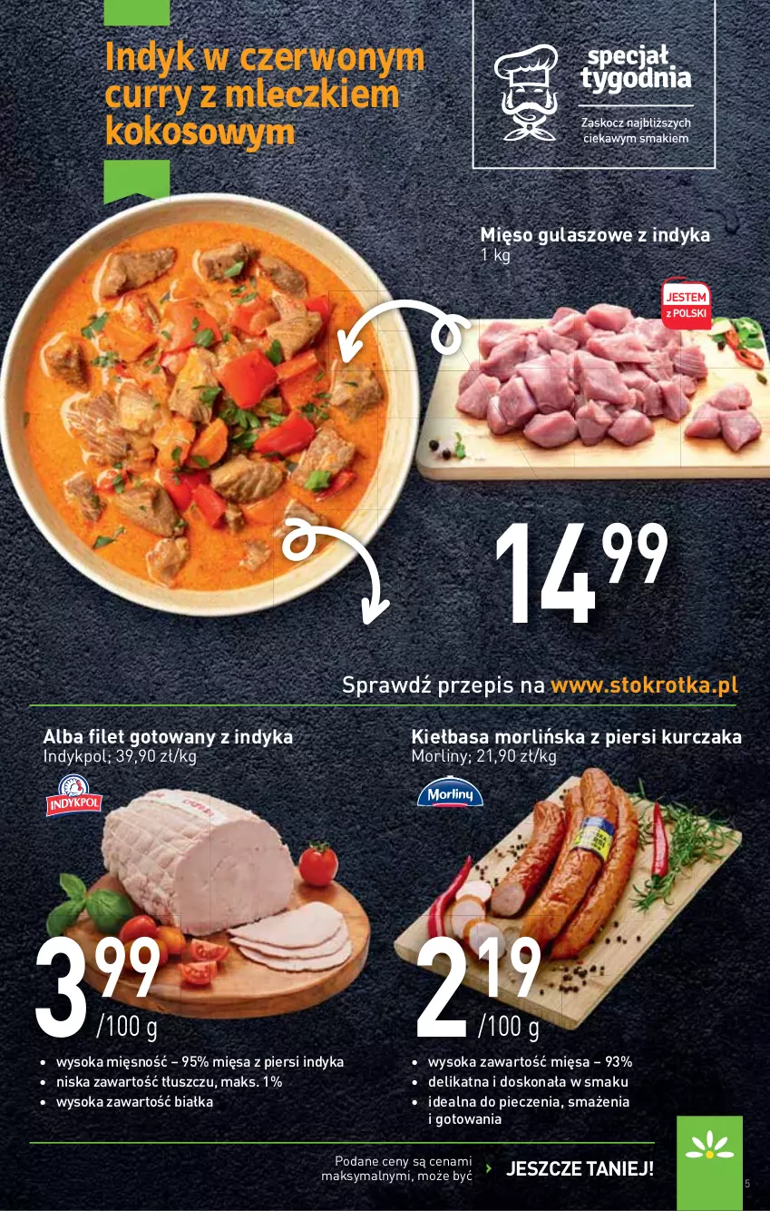 Gazetka promocyjna Stokrotka - Supermarket - ważna 20.01 do 26.01.2022 - strona 5 - produkty: Kiełbasa, Kokos, Kurczak, Mięso, Morliny, Piec, Sok