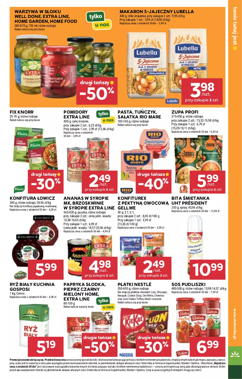 Gazetka promocyjna Stokrotka - Express - ważna 11.06 do 17.06.2026 - strona 23 - produkty: Ananas, Bell, Bella, Brzoskwinie, Cenos, Cheerios, Cini Minis, Corn flakes, Knorr, Konfitura, Kuchnia, Lion, Lubella, Makaron, Mięso, Miód, Nesquik, Nestlé, Optima, Orzeszki, Owoce, Papryka, Papryka słodka, Pieprz, Pomidory, Président, Pudliszki, Rio Mare, Ryż, Ryż biały, Sałat, Sałatka, Sos, Syrop, Tuńczyk, Warzywa, Zupa