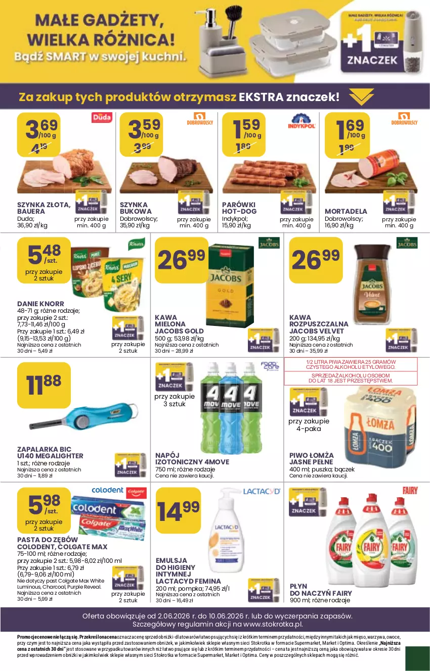 Gazetka promocyjna Stokrotka - Express - ważna 11.06 do 17.06.2026 - strona 29 - produkty: BIC, Colgate, Duda, Emulsja, Fa, Fairy, Gra, Jacobs, Jacobs Velvet, Kawa, Kawa mielona, Kawa rozpuszczalna, Knorr, Lactacyd, LG, Mięso, Napój, Napój izotoniczny, Optima, Owoce, Parówki, Pasta do zębów, Piwa, Piwo, Pompka, Pur, Szynka, Velvet, Warzywa, Zapalarka