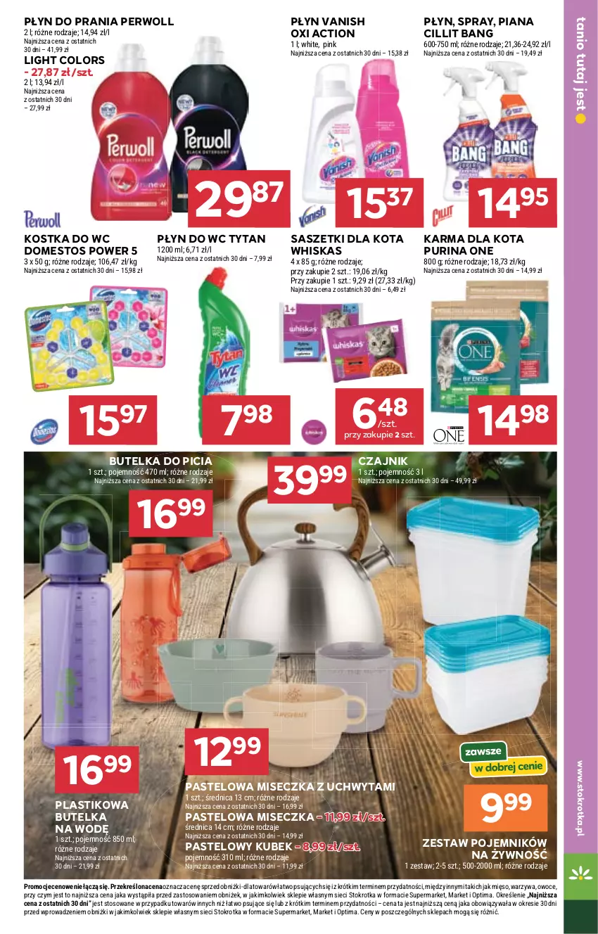 Gazetka promocyjna Stokrotka - Express - ważna 11.06 do 17.06.2026 - strona 31 - produkty: Cillit Bang, Czajnik, Domestos, Kostka do wc, Kubek, Mięso, Miseczka, Optima, Owoce, Perwoll, Płyn do prania, Płyn do wc, Pojemnik, Pur, Purina, Tytan, Vanish, Warzywa, Whiskas