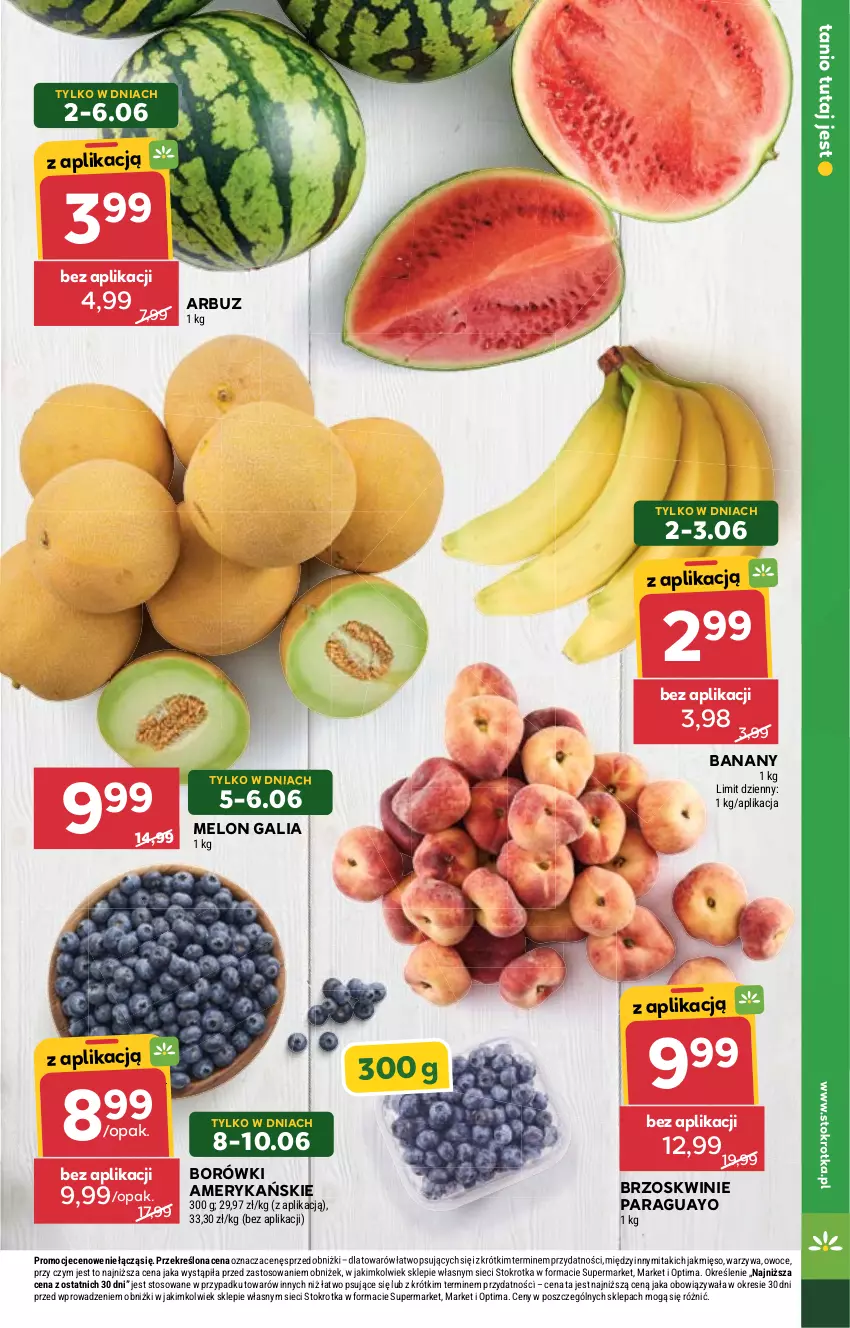 Gazetka promocyjna Stokrotka - Express - ważna 11.06 do 17.06.2026 - strona 9 - produkty: Arbuz, Banany, Brzoskwinie, Melon, Mięso, Optima, Owoce, Warzywa