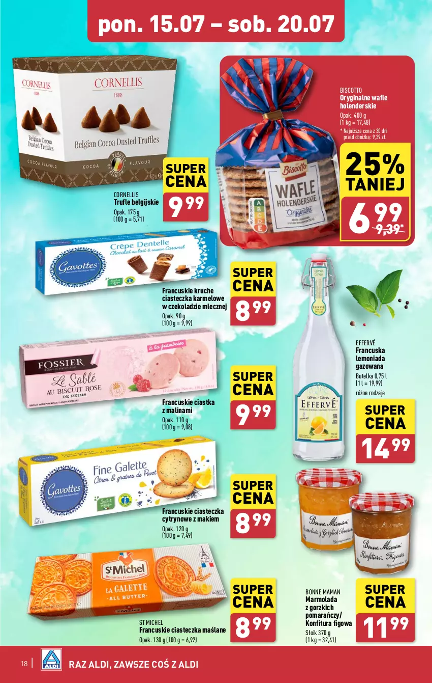 Gazetka promocyjna Aldi - Pełna oferta - ważna 15.07 do 20.07.2024 - strona 18 - produkty: Ciastka, Gin, Konfitura, Lemoniada, LG, Marmolada, Mola, Wafle