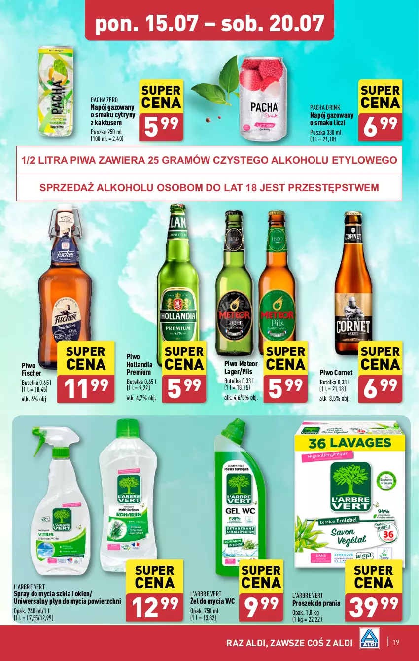 Gazetka promocyjna Aldi - Pełna oferta - ważna 15.07 do 20.07.2024 - strona 19 - produkty: Cytryny, Gra, Kaktus, Liczi, Napój, Napój gazowany, Piwa, Piwo, Płyn do mycia, Proszek do prania