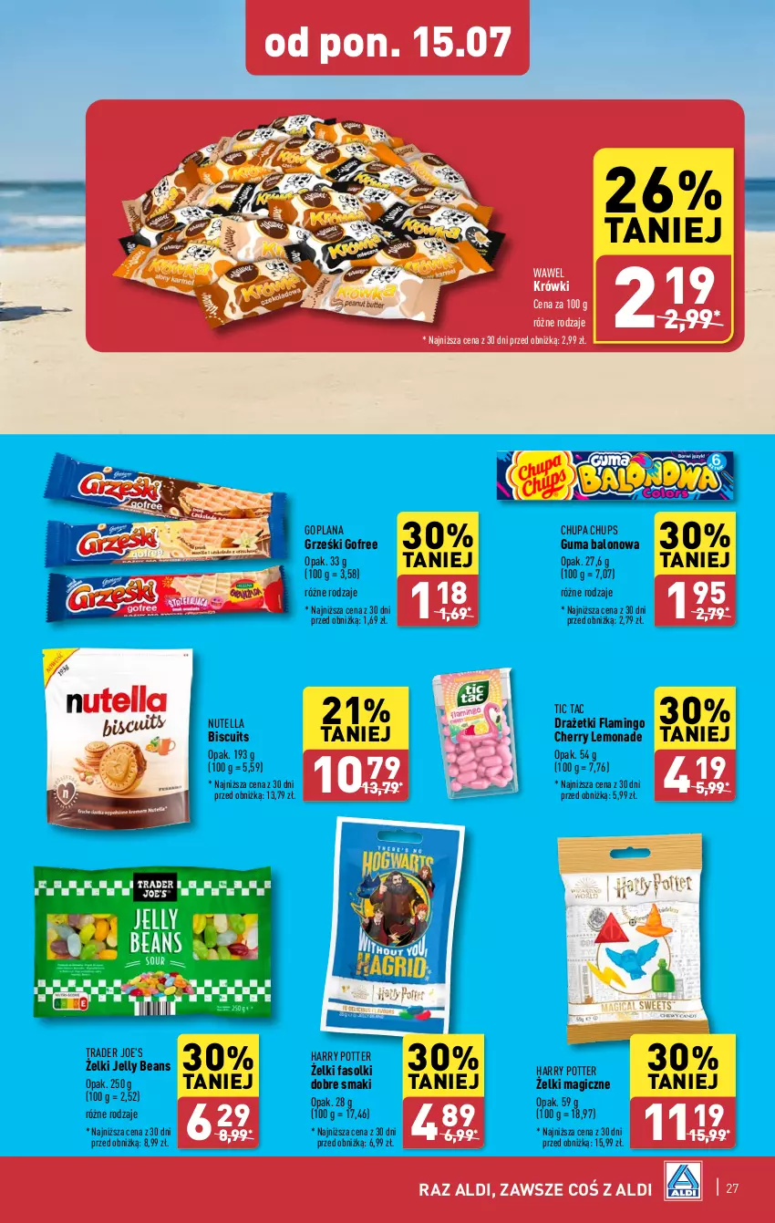 Gazetka promocyjna Aldi - Pełna oferta - ważna 15.07 do 20.07.2024 - strona 27 - produkty: Chupa Chups, Fa, Goplana, Grześki, Harry Potter, Jelly beans, LANA, Nutella, Wawel