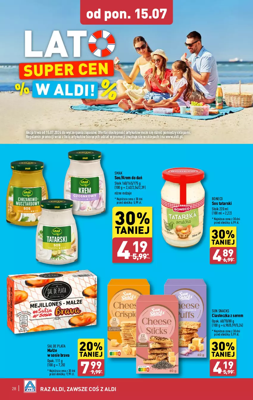 Gazetka promocyjna Aldi - Pełna oferta - ważna 15.07 do 20.07.2024 - strona 28 - produkty: Małże, Ser, Sos