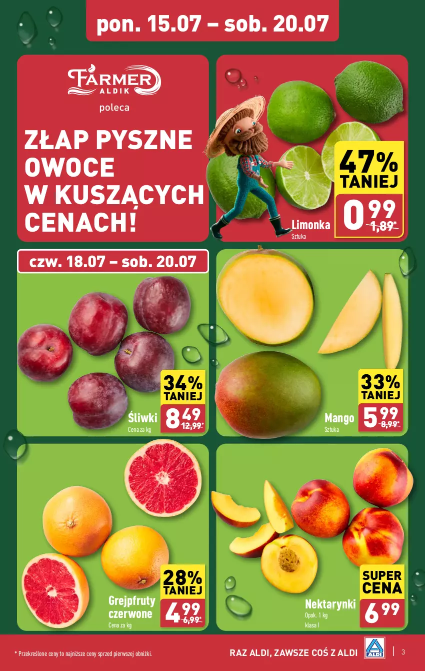 Gazetka promocyjna Aldi - Pełna oferta - ważna 15.07 do 20.07.2024 - strona 3 - produkty: Grejpfrut, Limonka, Mango, Nektar, Owoce