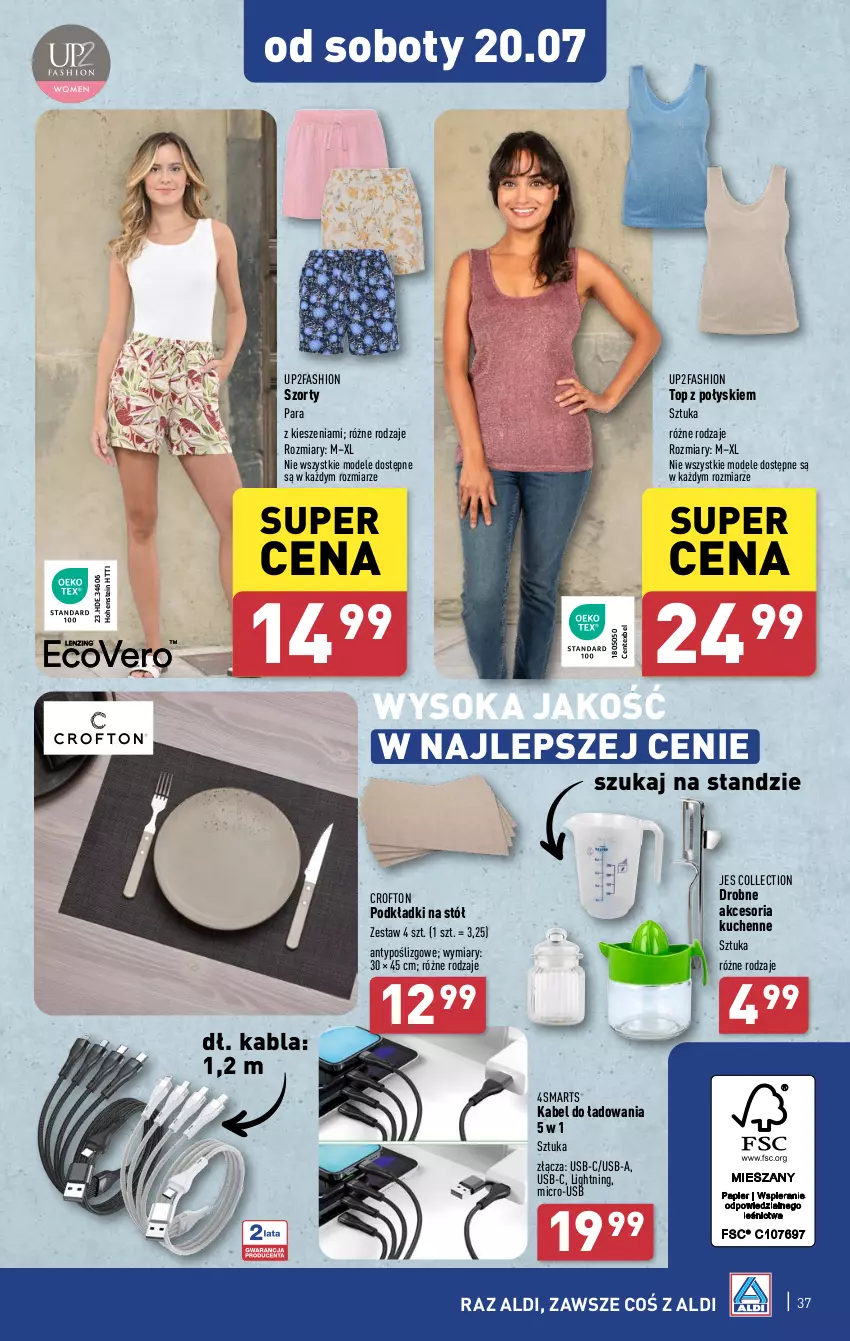 Gazetka promocyjna Aldi - Pełna oferta - ważna 15.07 do 20.07.2024 - strona 37 - produkty: Fa, Podkład, Sok, Stół, Szorty, Top