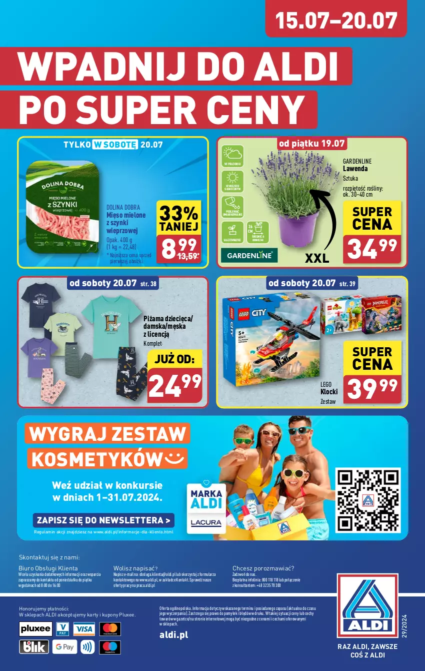 Gazetka promocyjna Aldi - Pełna oferta - ważna 15.07 do 20.07.2024 - strona 40 - produkty: Biuro, Dzieci, Gra, Klocki, LEGO, Mięso, Mięso mielone, Mięso mielone z szynki, O nas, Piżama, Por, Tera