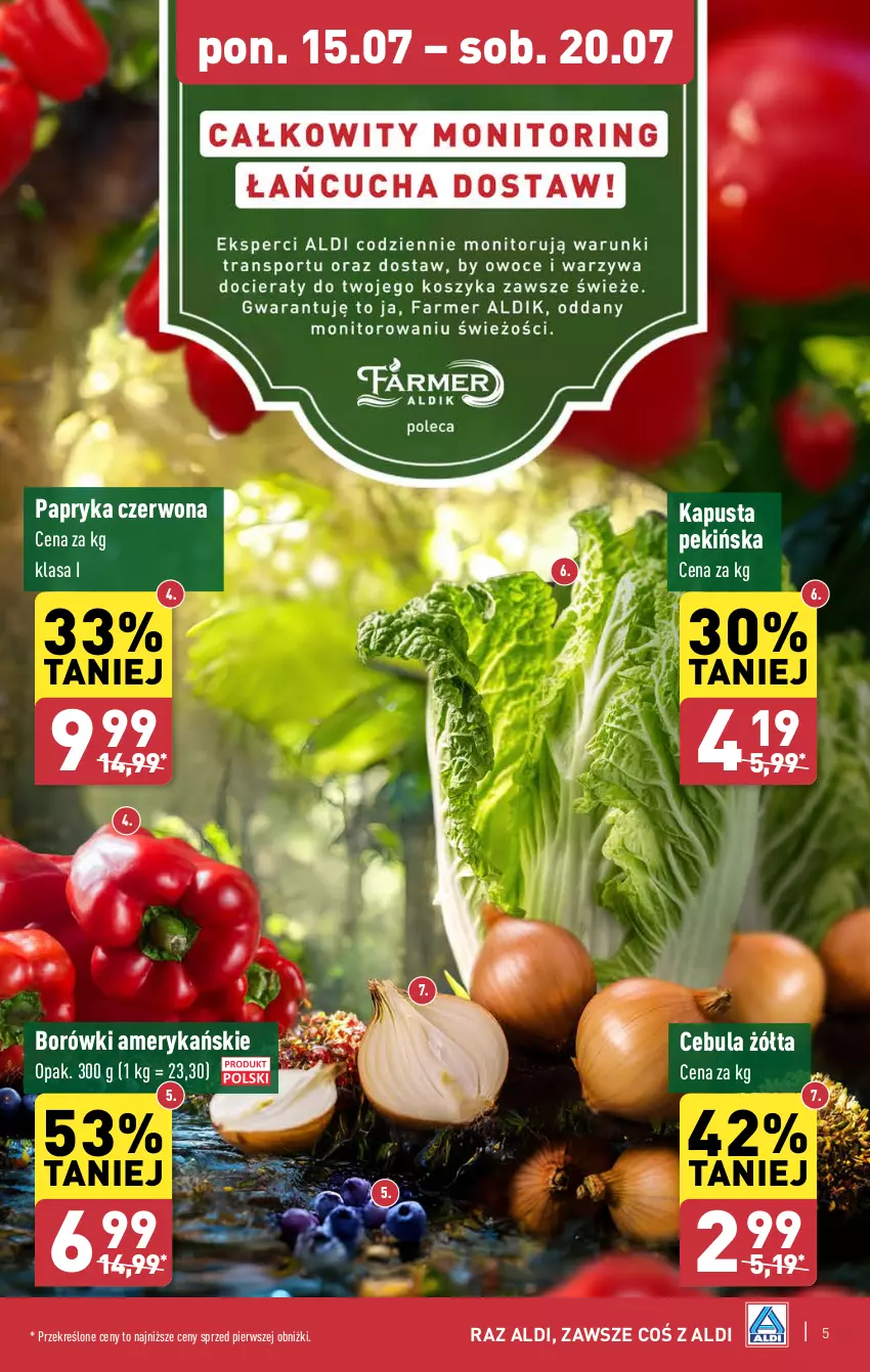 Gazetka promocyjna Aldi - Pełna oferta - ważna 15.07 do 20.07.2024 - strona 5 - produkty: Cebula, Papryka, Papryka czerwona