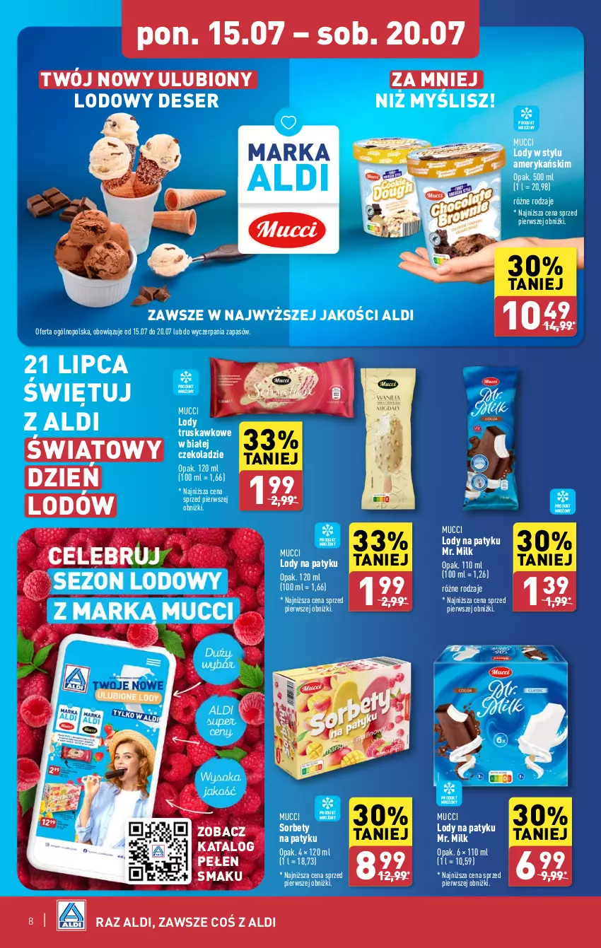 Gazetka promocyjna Aldi - Pełna oferta - ważna 15.07 do 20.07.2024 - strona 8 - produkty: Deser, Lody, Ser