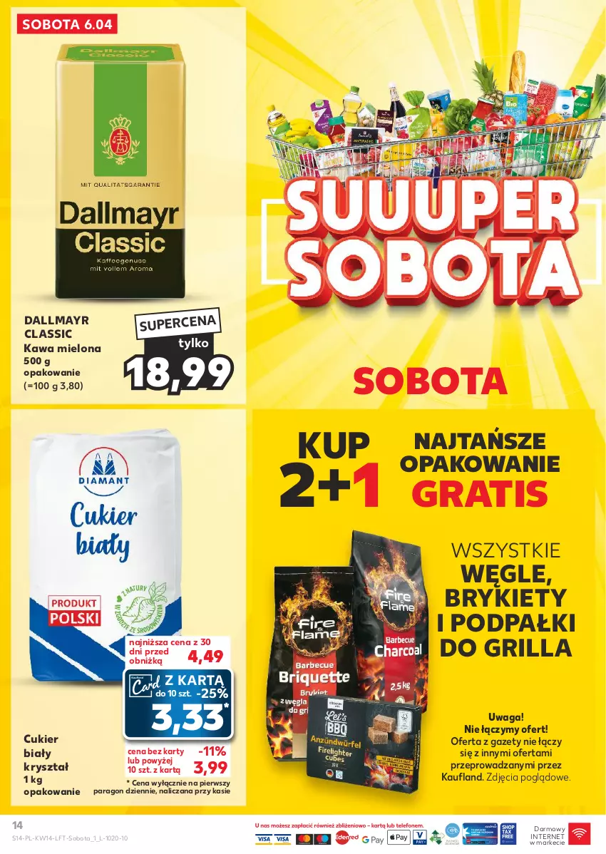 Gazetka promocyjna Kaufland - Gazetka tygodnia - ważna 04.04 do 10.04.2024 - strona 14 - produkty: Brykiety, Cukier, Dallmayr, Gra, Grill, Kawa, Kawa mielona, Waga