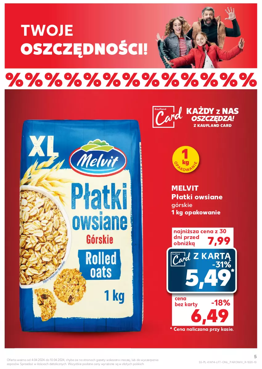 Gazetka promocyjna Kaufland - Gazetka tygodnia - ważna 04.04 do 10.04.2024 - strona 5 - produkty: Melvit, Płatki owsiane