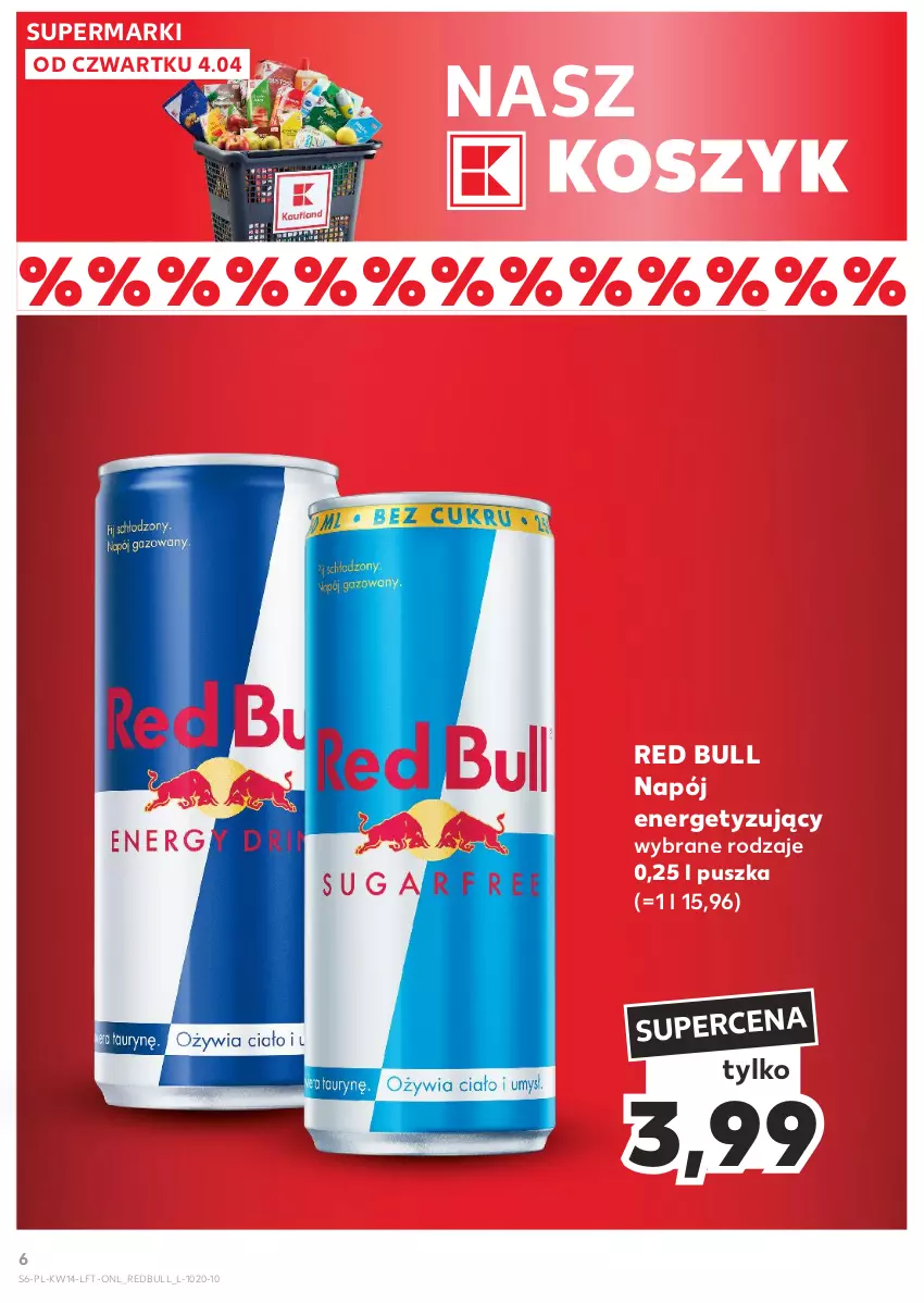 Gazetka promocyjna Kaufland - Gazetka tygodnia - ważna 04.04 do 10.04.2024 - strona 6 - produkty: Kosz, Napój, Red Bull