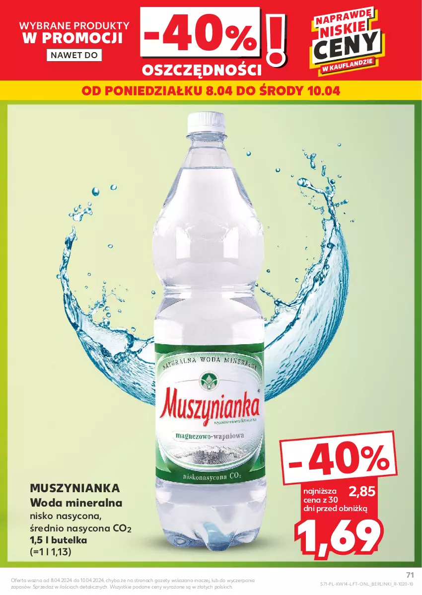 Gazetka promocyjna Kaufland - Gazetka tygodnia - ważna 04.04 do 10.04.2024 - strona 71 - produkty: Berlinki, Mus, Muszynianka, O nas, Woda, Woda mineralna