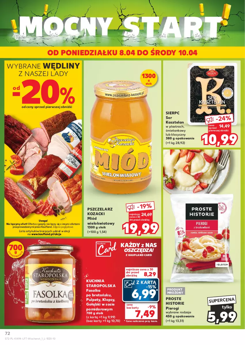 Gazetka promocyjna Kaufland - Gazetka tygodnia - ważna 04.04 do 10.04.2024 - strona 72 - produkty: Fa, Kasztelan, Kuchnia, Kuchnia Staropolska, Miód, Pierogi, Pulpety, Ser, Ser Kasztelan, Sos, Waga