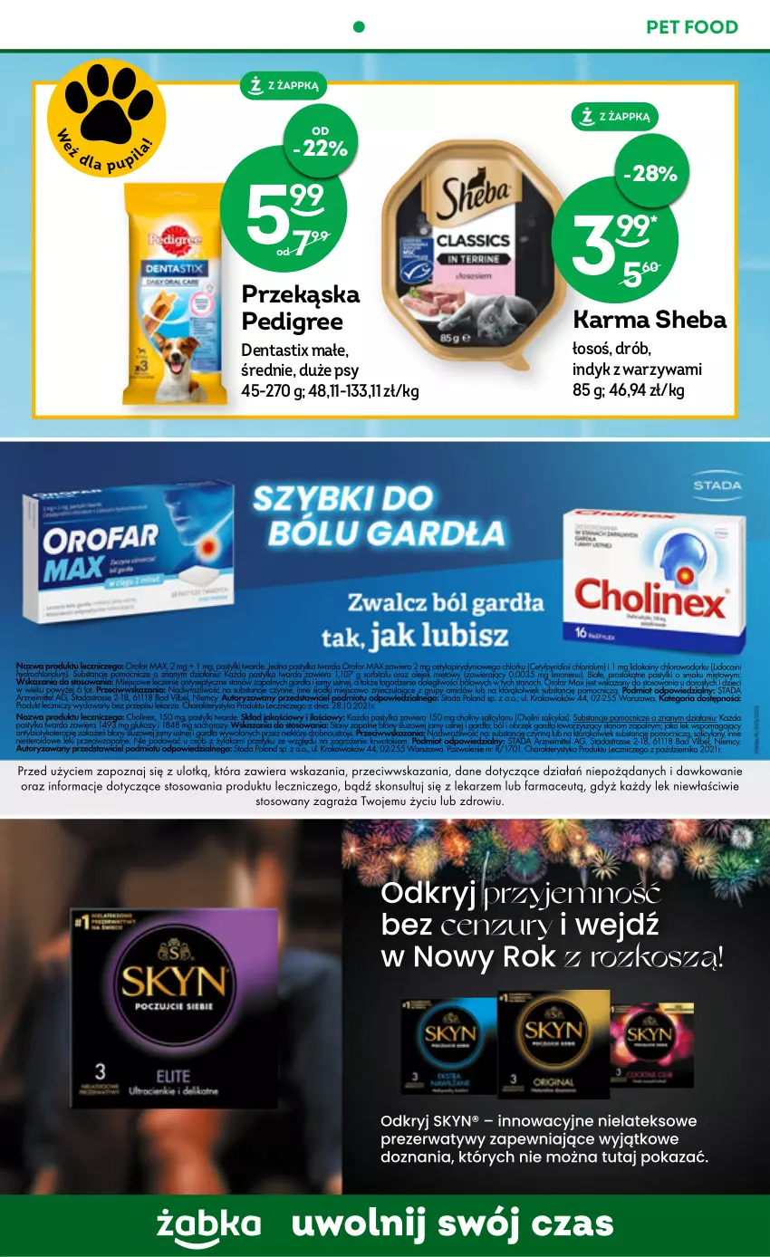 Gazetka promocyjna Żabka - ważna 28.12.2022 do 03.01.2023 - strona 45 - produkty: Drób, Gin, Pedigree, Sheba, Skyn, Warzywa