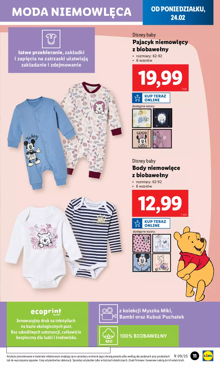 Gazetka promocyjna Lidl - GAZETKA - ważna 24.02 do 01.03.2025 - strona 13 - produkty: Body, Disney, Kubuś, Moda, Mysz, Pajac, Piec