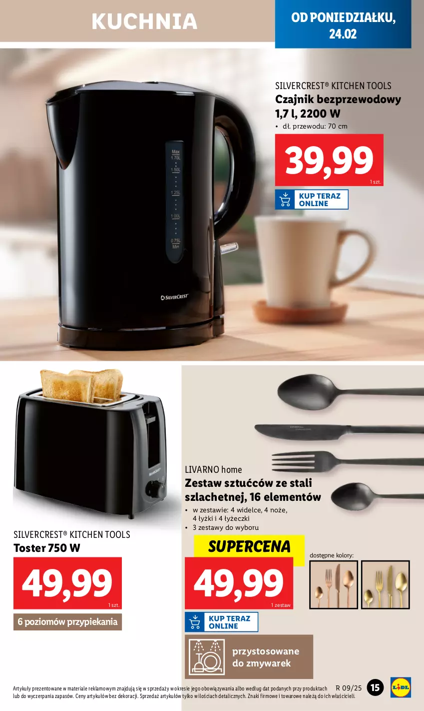 Gazetka promocyjna Lidl - GAZETKA - ważna 24.02 do 01.03.2025 - strona 17 - produkty: Czajnik, Ivar, Kuchnia, Noż, Silvercrest, Toster, Zestaw sztućców