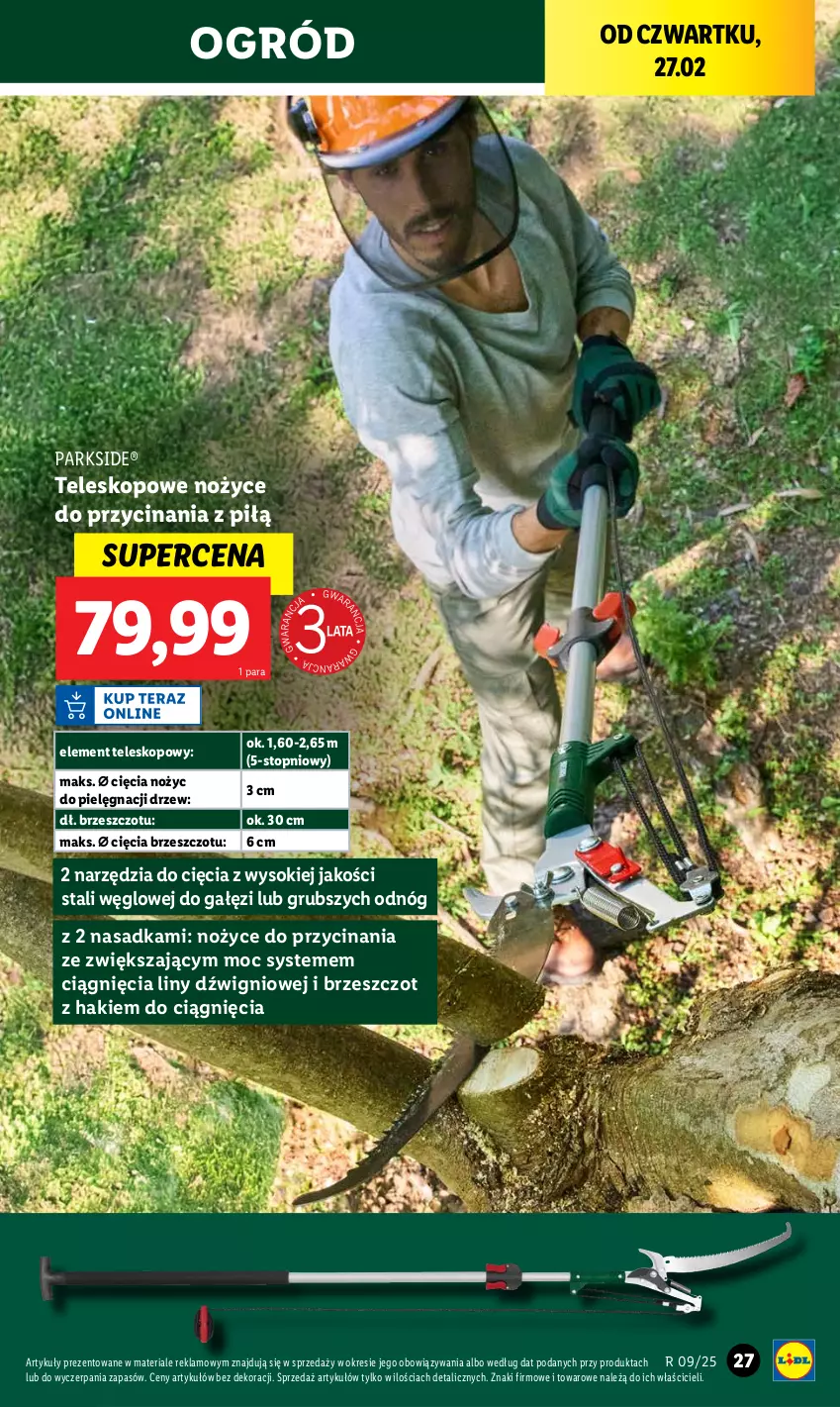 Gazetka promocyjna Lidl - GAZETKA - ważna 24.02 do 01.03.2025 - strona 29 - produkty: Dźwig, Noż, Nożyce, Ogród, Parkside, Sok, Teleskop, Top